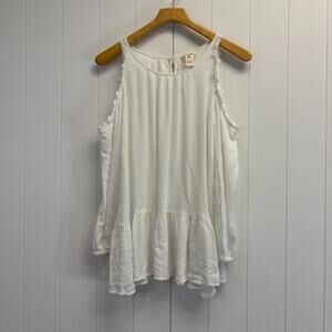 Sundance Women's Boho Chic Beach Peplum Gauze‎ Ruffle Cold Shoulder Top Size M